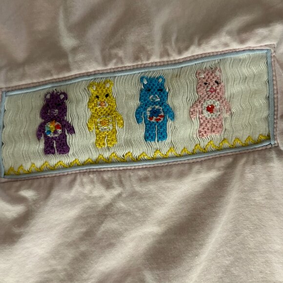 Boutique Care Bears Smocked  Puff Sleeve Girls Pink Tee T-Shirt Size 4 - Picture 8 of 11